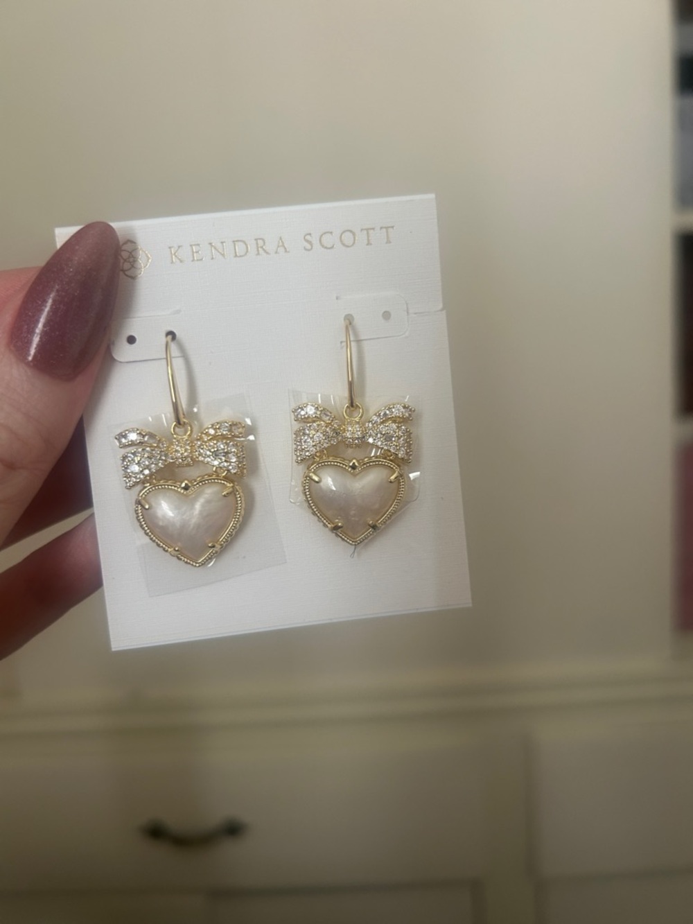 Kendra Scott Haisley heart gold drop earrings (wedding style)